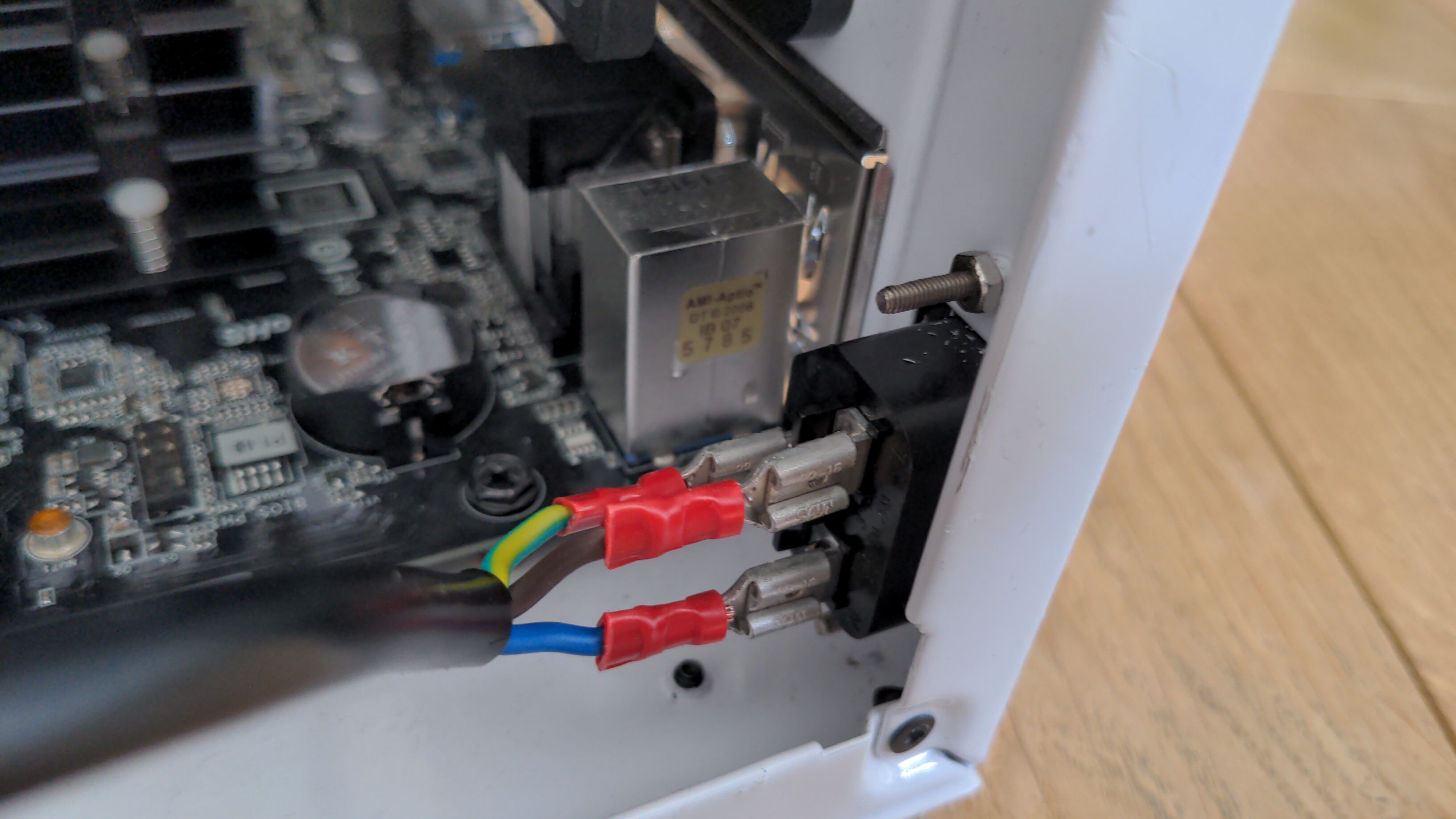 Close-Up of previous picture, showing the socket with the crimped wires